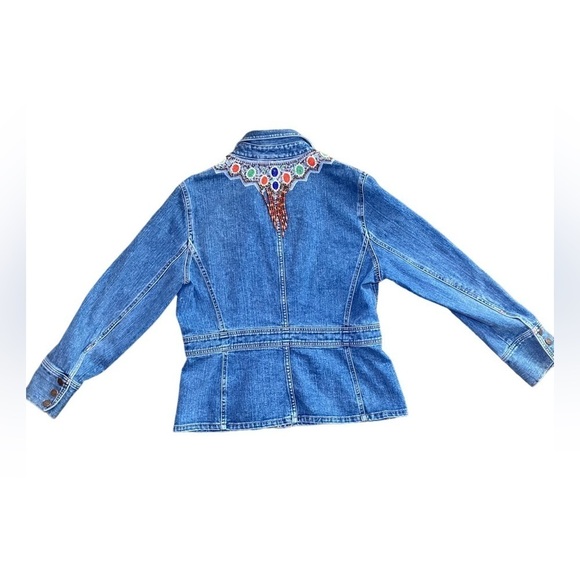 Vintage Jones Sport Jean Jacket with Beautiful Beadwork and Flat Front Pockets - Picture 4 of 8